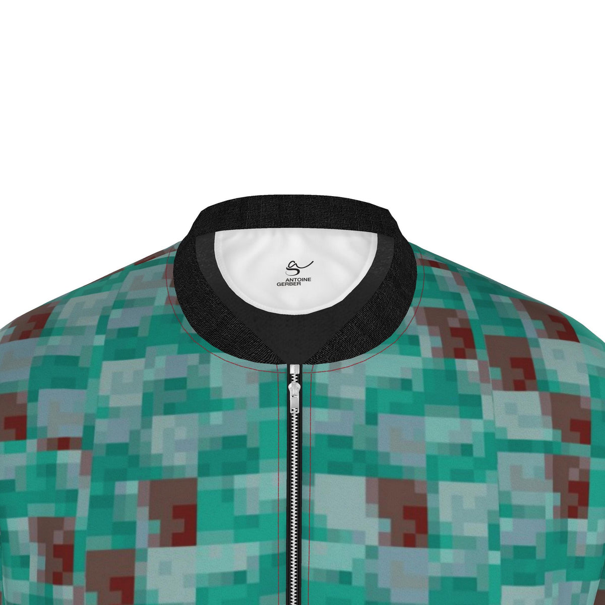 Veste bomber, motif LE POISSON DES CARAÏBES, d'après une toile d'Antoine Gerber, vue 3