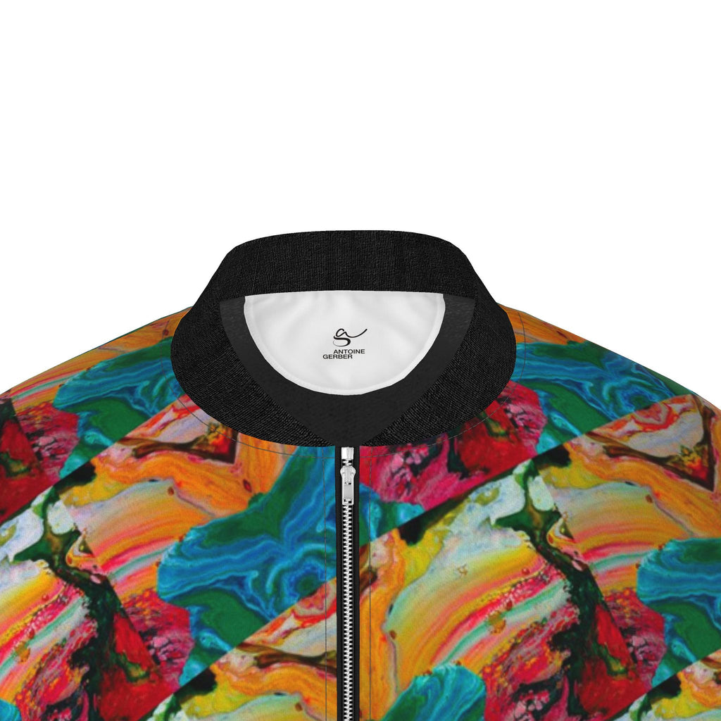 Veste bomber, motif LE POISSON DES CARAÏBES, d'après une toile d'Antoine Gerber, vue 3