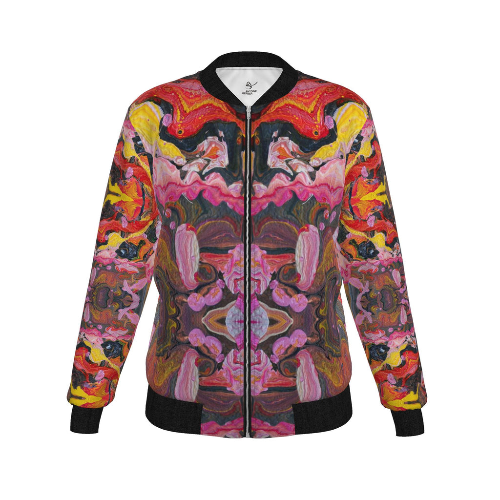 Veste bomber, motif L'OISEAU ET SON MESSAGE D'AMOUR, d'après une toile d'Antoine Gerber