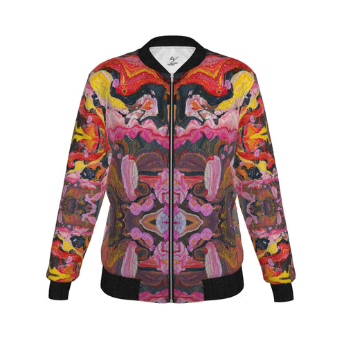 Veste bomber, motif L'OISEAU ET SON MESSAGE D'AMOUR, d'après une toile d'Antoine Gerber