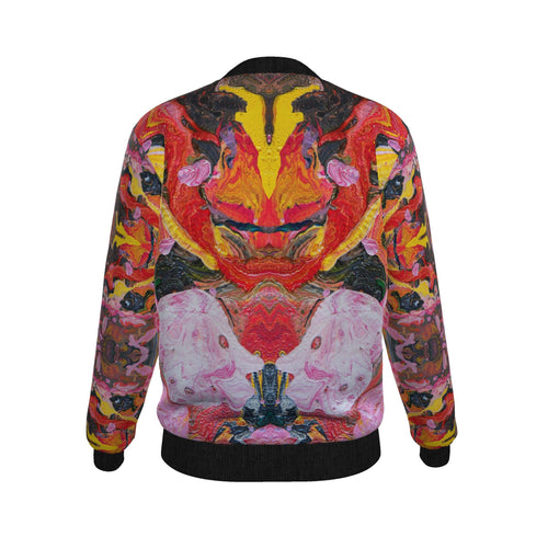 Veste bomber, motif L'OISEAU ET SON MESSAGE D'AMOUR, d'après une toile d'Antoine Gerber, vue 2