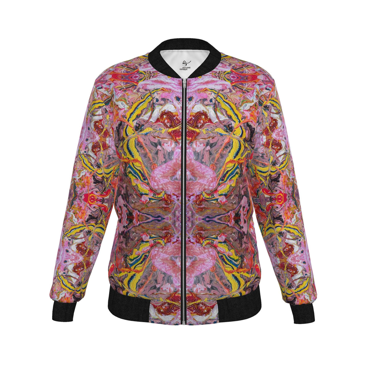 Veste bomber, motif L'OISEAU ET SON MESSAGE D'AMOUR, d'après une toile d'Antoine Gerber