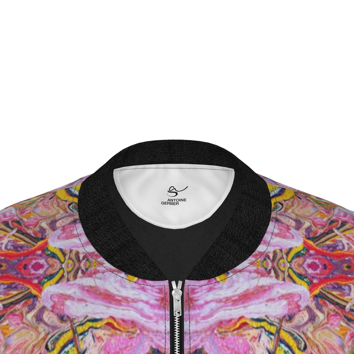 Veste bomber, motif L'OISEAU ET SON MESSAGE D'AMOUR, d'après une toile d'Antoine Gerber, vue 3