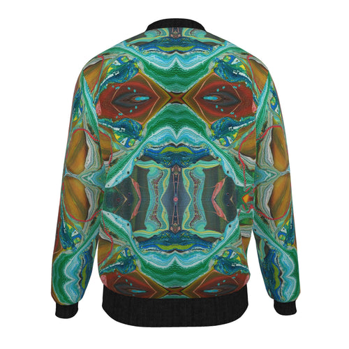 Veste bomber, motif L'IGUANE DANS LA JUNGLE, d'après une toile d'Antoine Gerber, vue 2