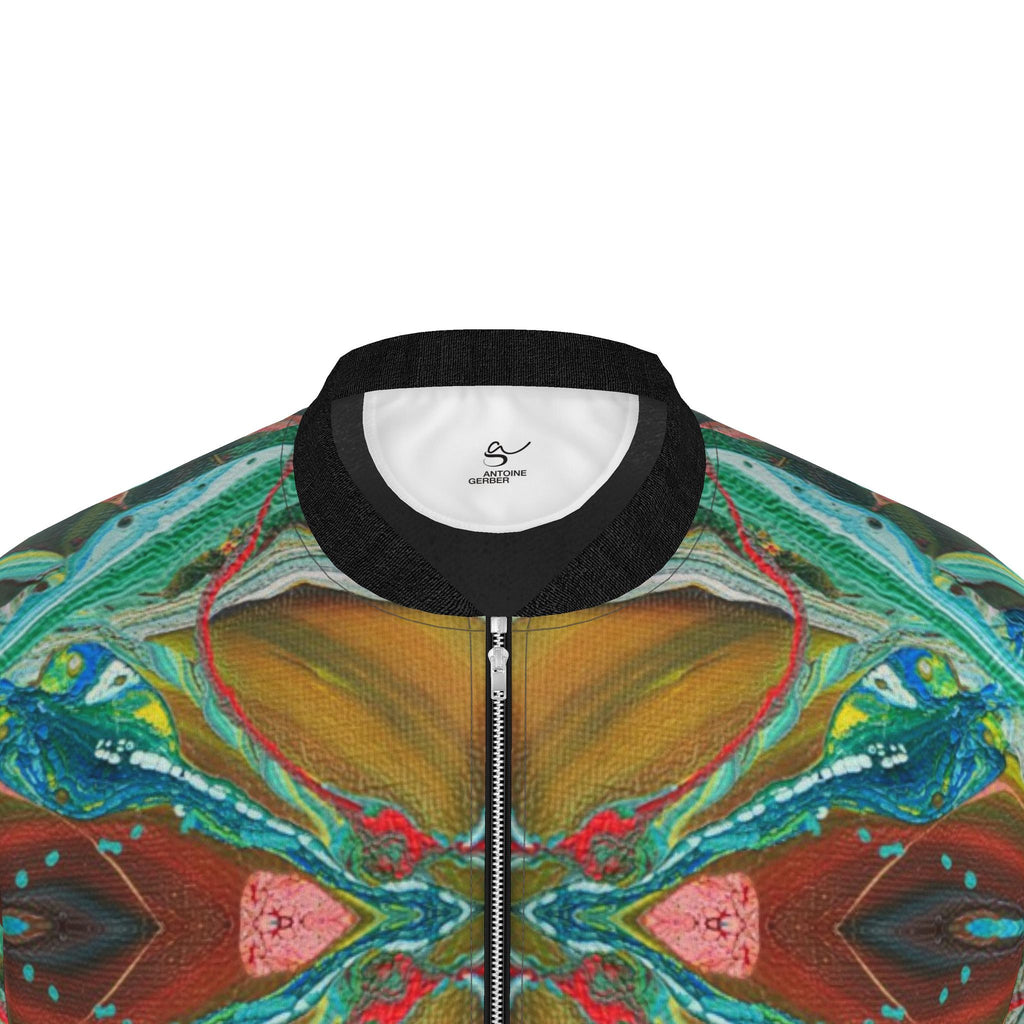 Veste bomber, motif L'IGUANE DANS LA JUNGLE, d'après une toile d'Antoine Gerber, vue 3