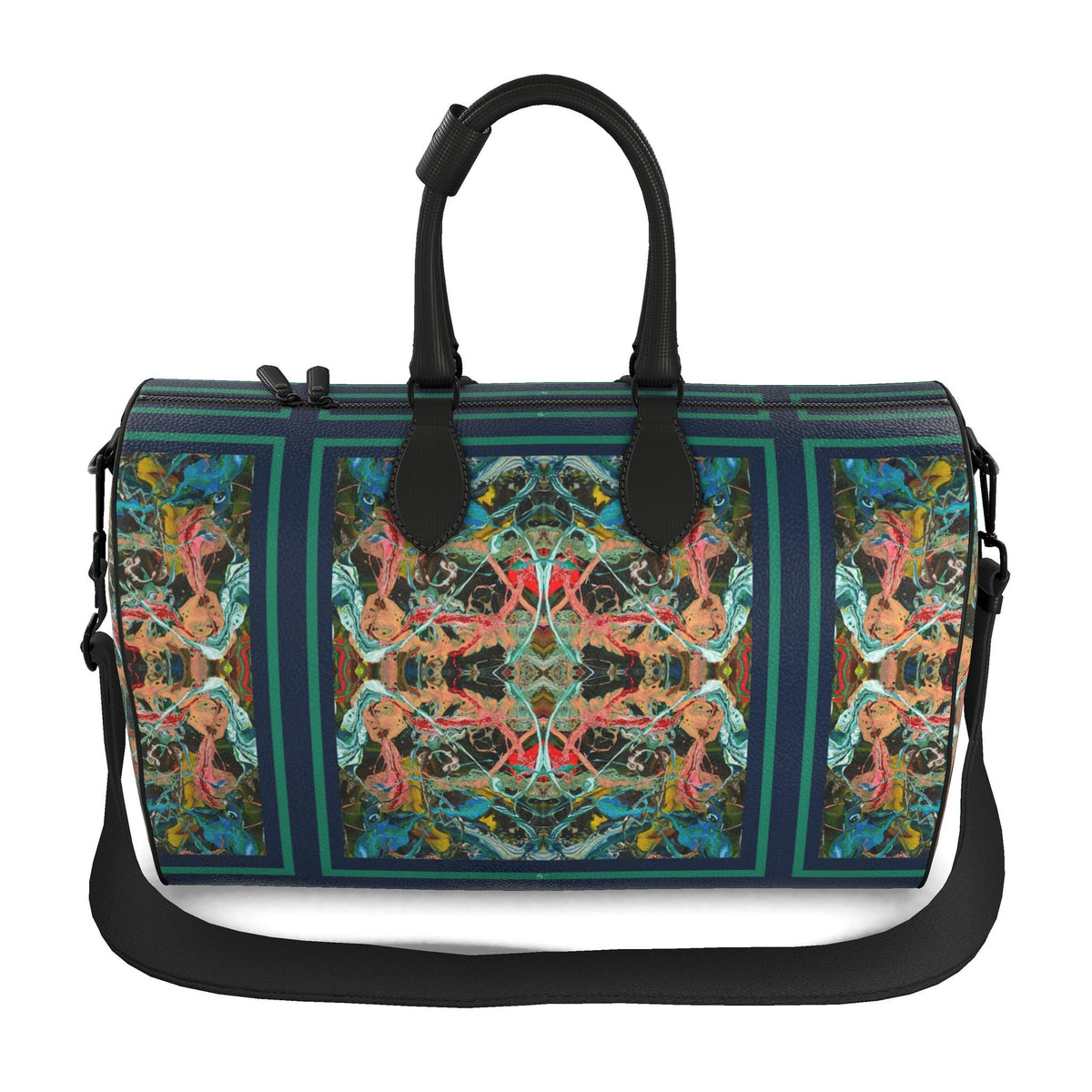 Sac polochon, motif L'IGUANE DANS LA JUNGLE, d'après une toile d'Antoine Gerber, vue 2
