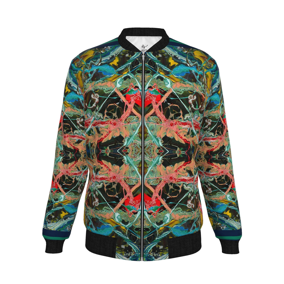 Veste bomber, motif L'IGUANE DANS LA JUNGLE, d'après une toile d'Antoine Gerber