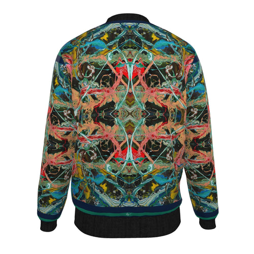 Veste bomber, motif L'IGUANE DANS LA JUNGLE, d'après une toile d'Antoine Gerber, vue 2