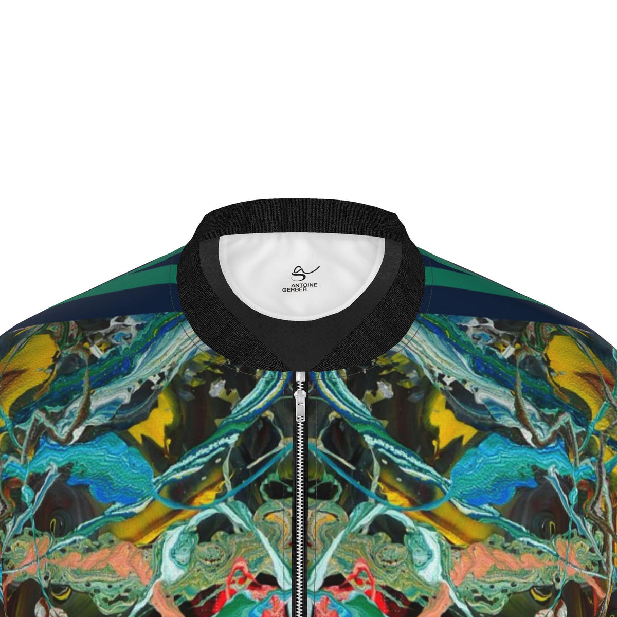 Veste bomber, motif L'IGUANE DANS LA JUNGLE, d'après une toile d'Antoine Gerber, vue 3