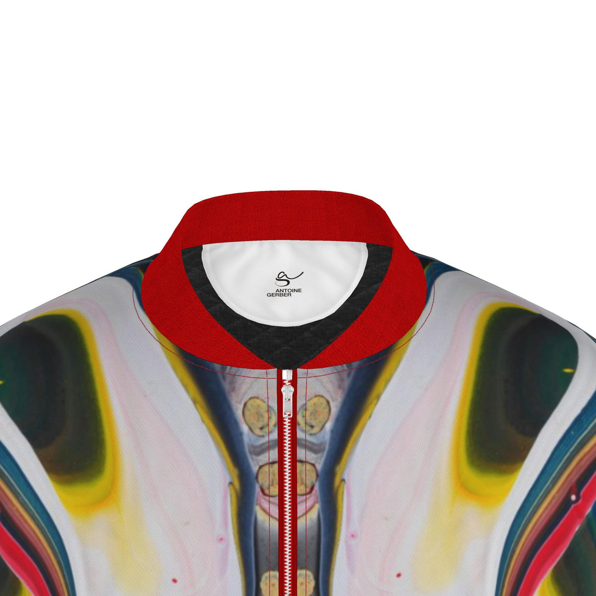 Veste bomber, motif AMADEUS LE BULLDOG FRANÇAIS, d'après une toile d'Antoine Gerber, vue 3