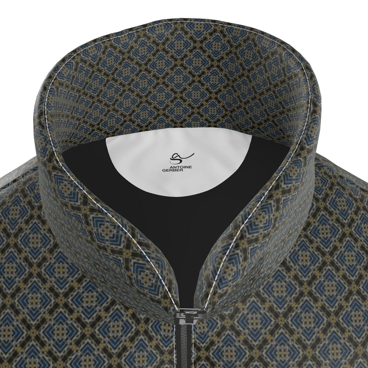 Doudoune homme en soie, motif LES CORDES DORÉES DU LABYRINTHE, vue 9