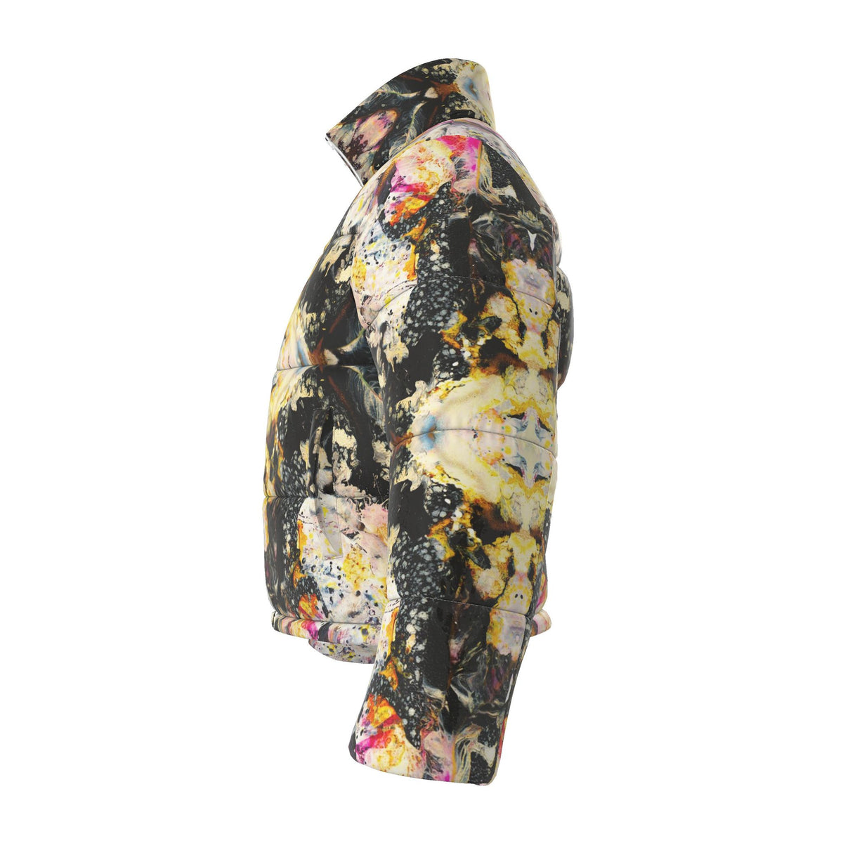 Doudoune femme, motif Les plumes d'ange jaune, vue 2