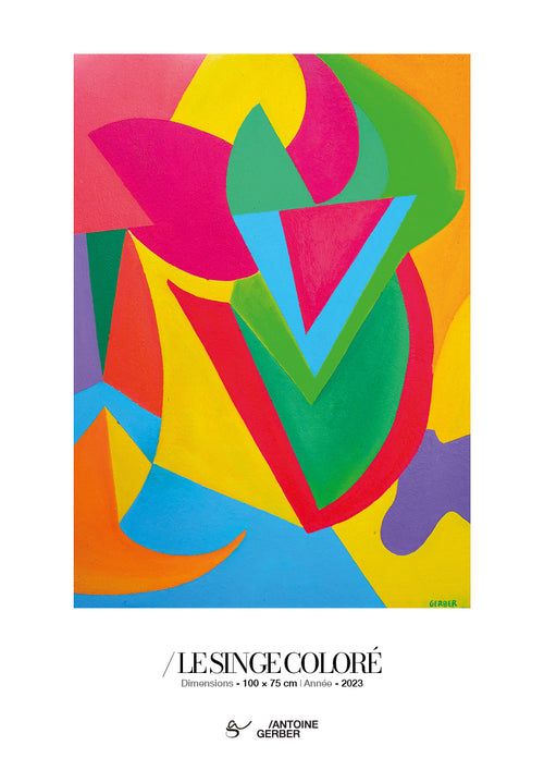 Affiche LE SINGE COLORÉ, d'après une toile d'Antoine Gerber