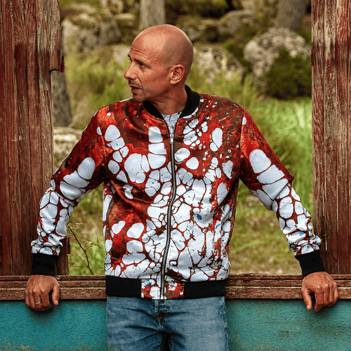Veste bomber, motif L'APPARITION, d'après une toile d'Antoine Gerber, vue 2