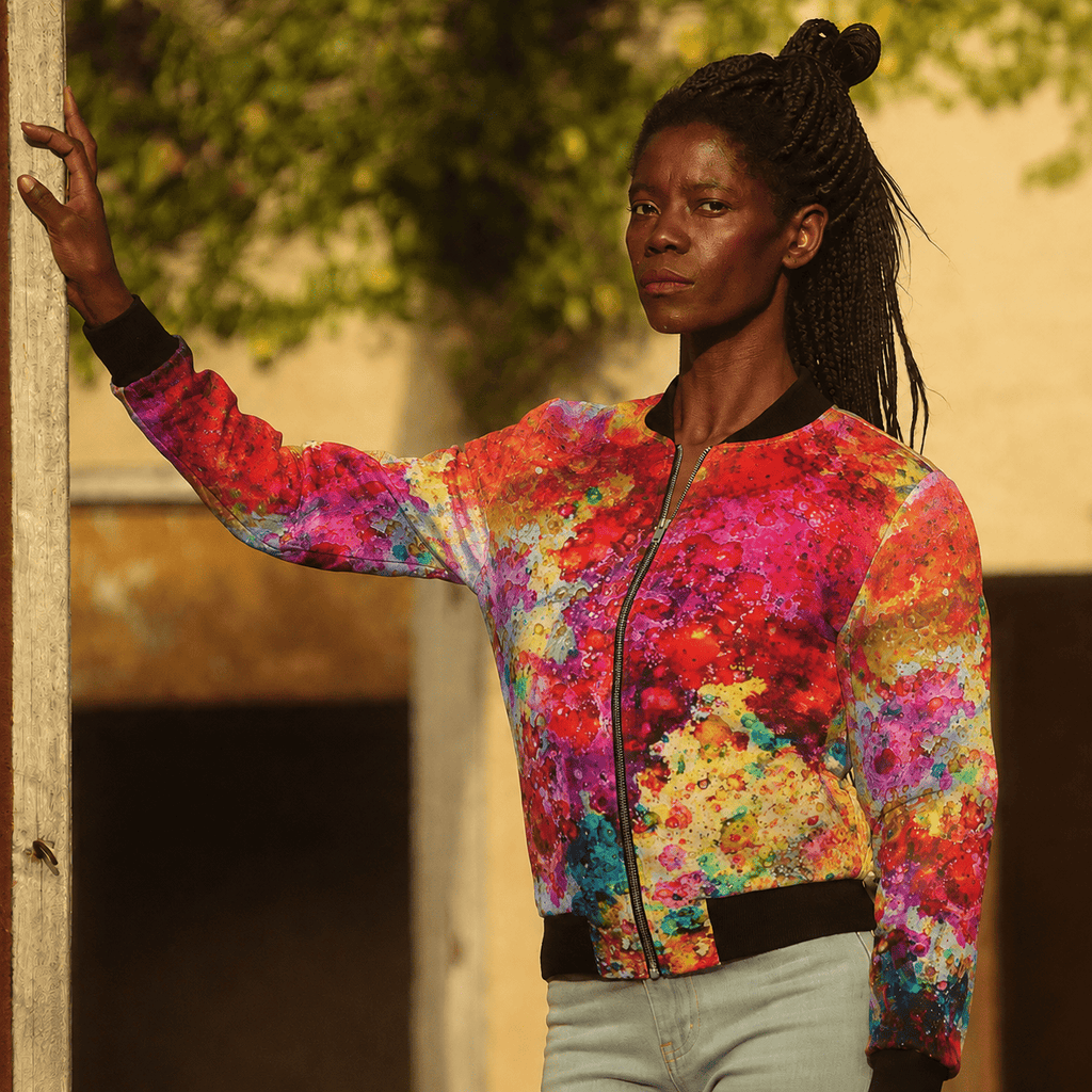 Veste bomber, motif LA BELLE ET LA BÊTE, d'après une toile d'Antoine Gerber, vue 2