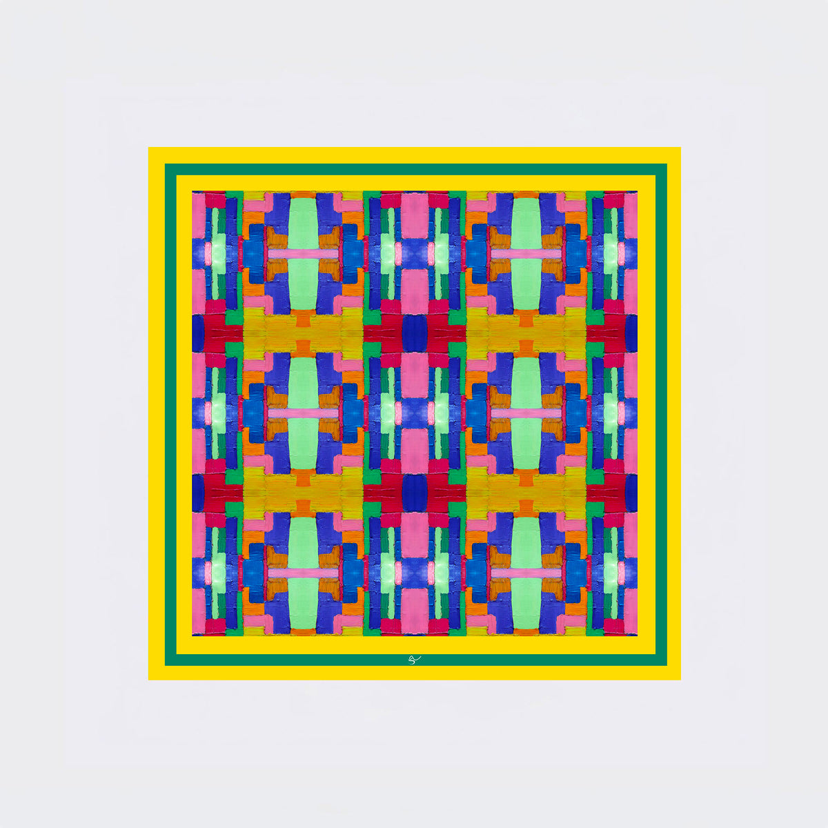 Carré en soie 90 x 90 cm, motif COCO, d'après une toile d'Antoine Gerber