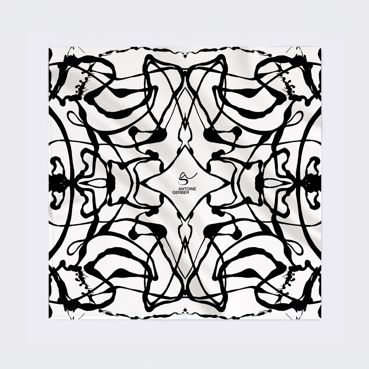 Carré en soie 90 x 90 cm, motif L'HOMME AU LASSO, d'après une toile d'Antoine Gerber