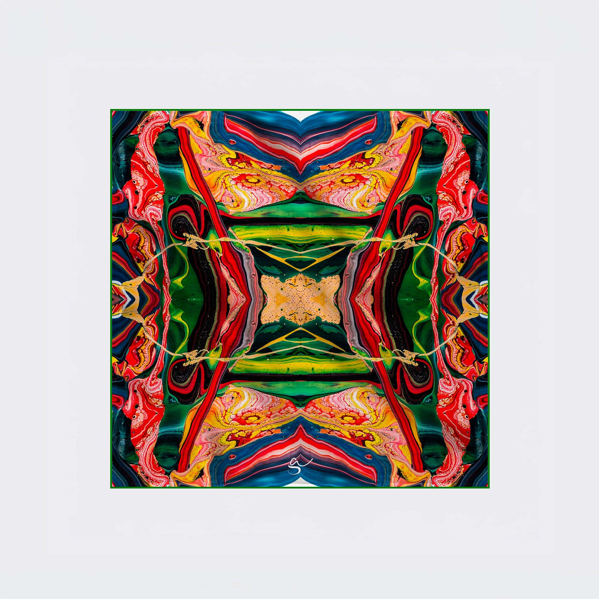 Carré en soie 90 x 90 cm, motif AMADEUS LE JAMAÏCAIN, d'après une toile d'Antoine Gerber