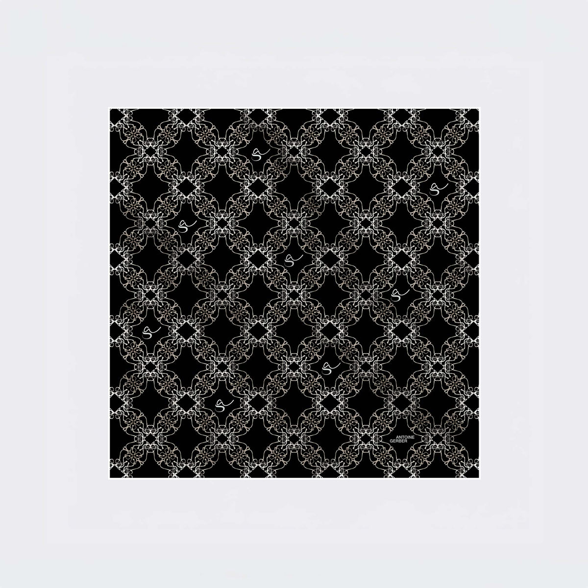 Carré en soie 90 x 90 cm, motif LA STATUE CLAIRVOYANTE, d'après une toile d'Antoine Gerber