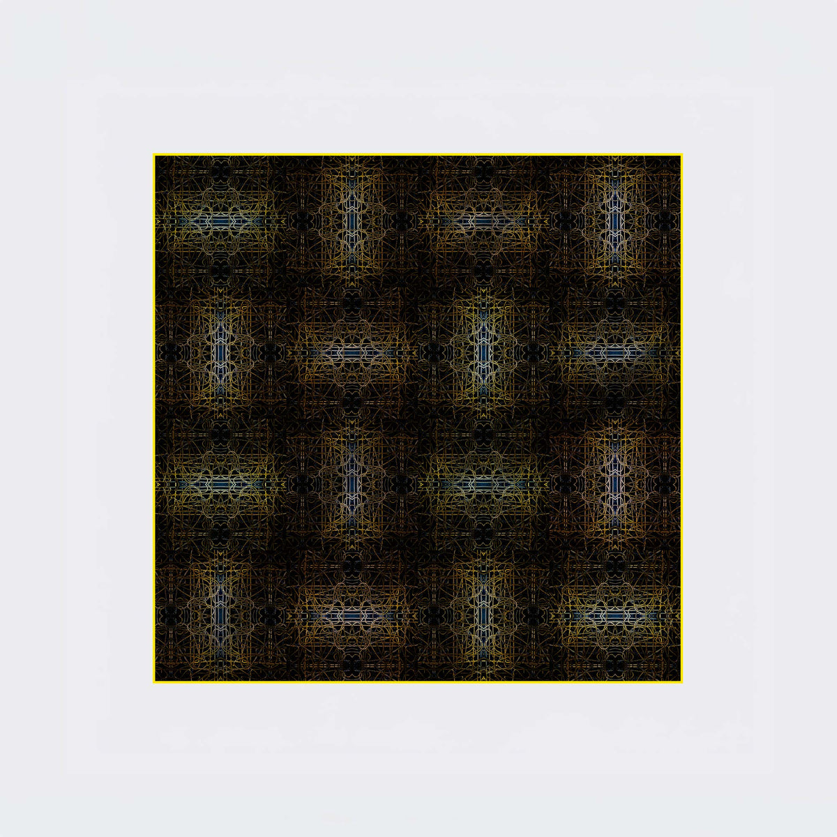 Carré en soie 90 x 90 cm, motif LES CORDES DORÉES D'ORIENT, d'après une toile d'Antoine Gerber