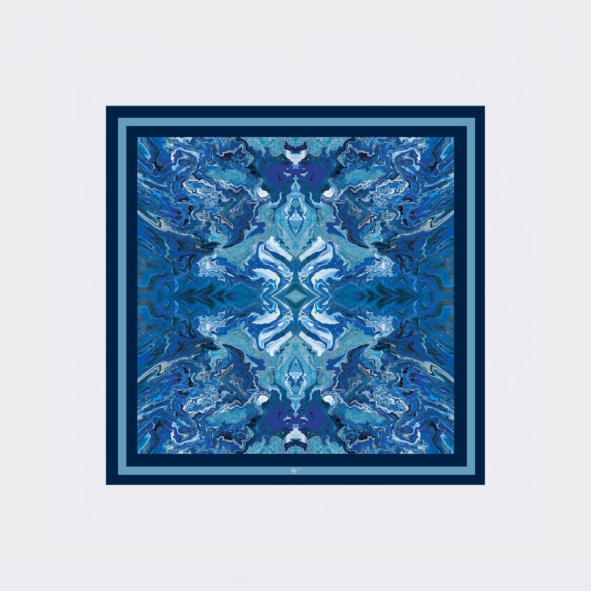 Carré en soie 90 x 90 cm, motif L'ÉCHO DES PROFONDEURS, d'après une toile d'Antoine Gerber