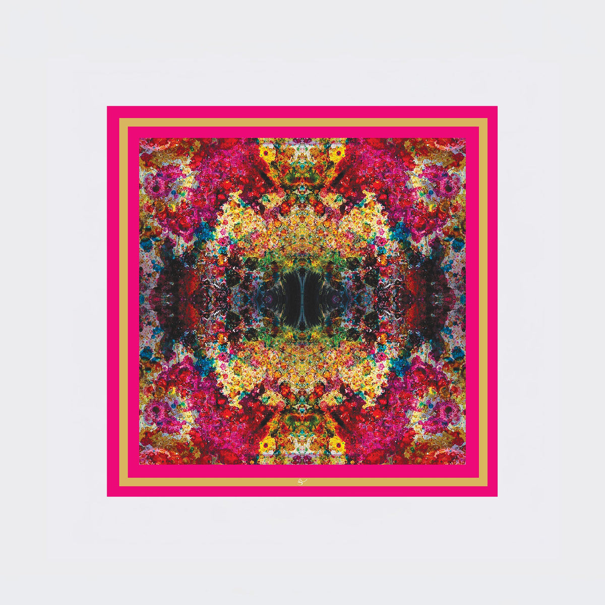 Carré en soie 90 x 90 cm, motif LA BELLE ET LA BÊTE, d'après une toile d'Antoine Gerber