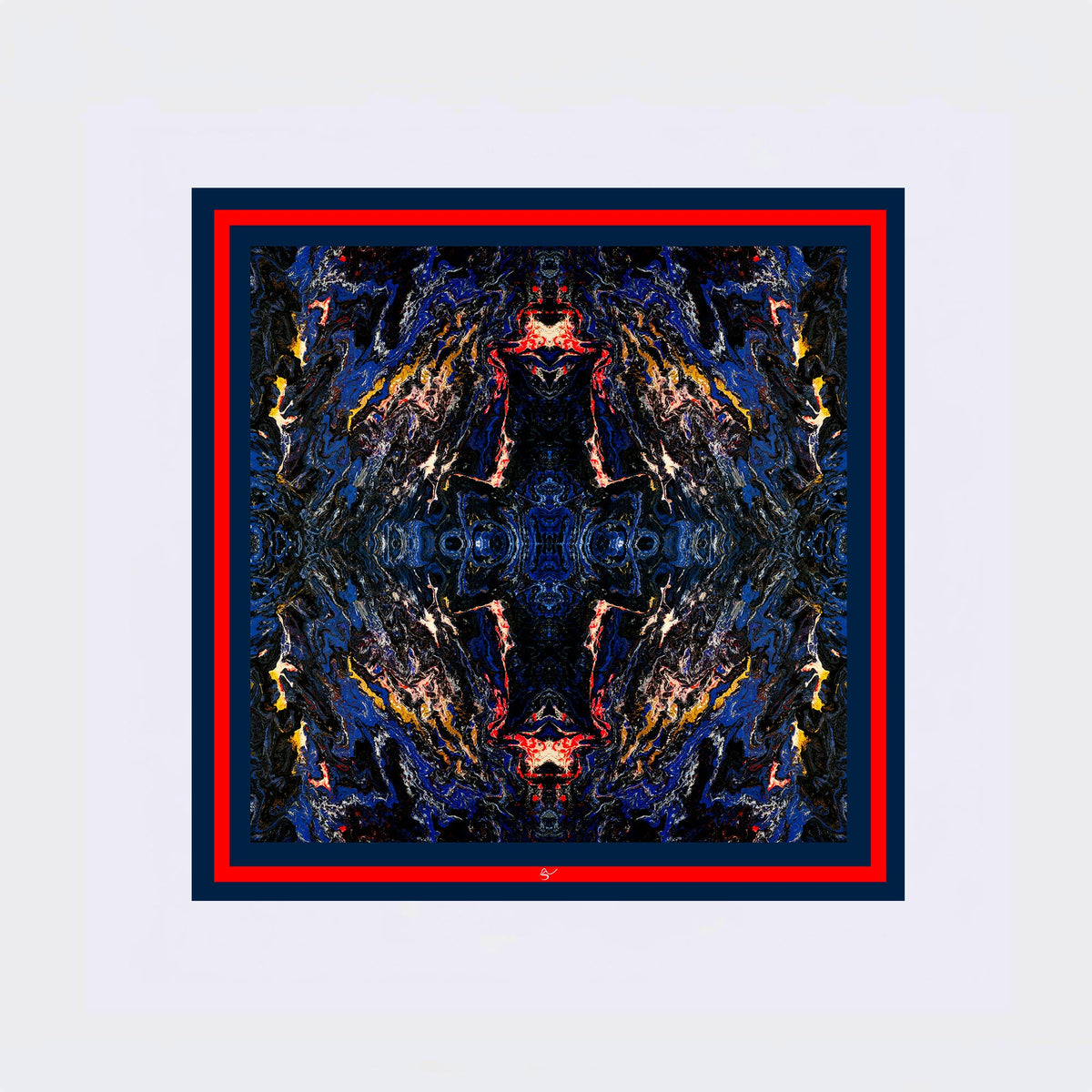 Carré en soie 90 x 90 cm, motif LA RIVIÈRE DORÉE, d'après une toile d'Antoine Gerber
