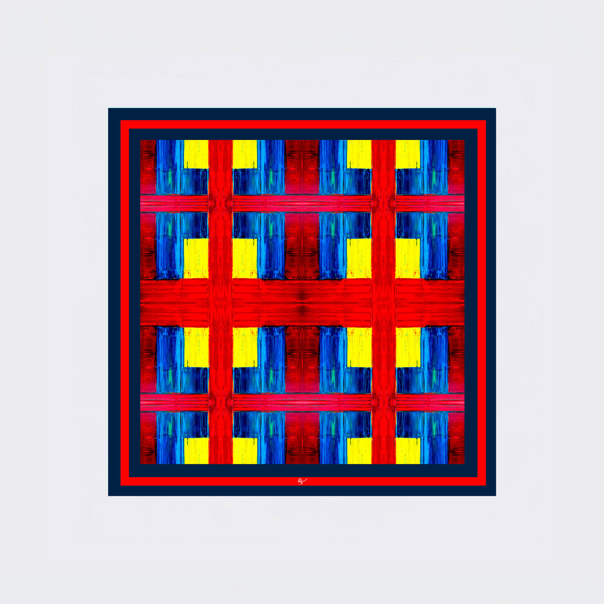 Carré en soie 90 x 90 cm, motif LE CERCLE DES POÈTES DISPARUS, d'après une toile d'Antoine Gerber