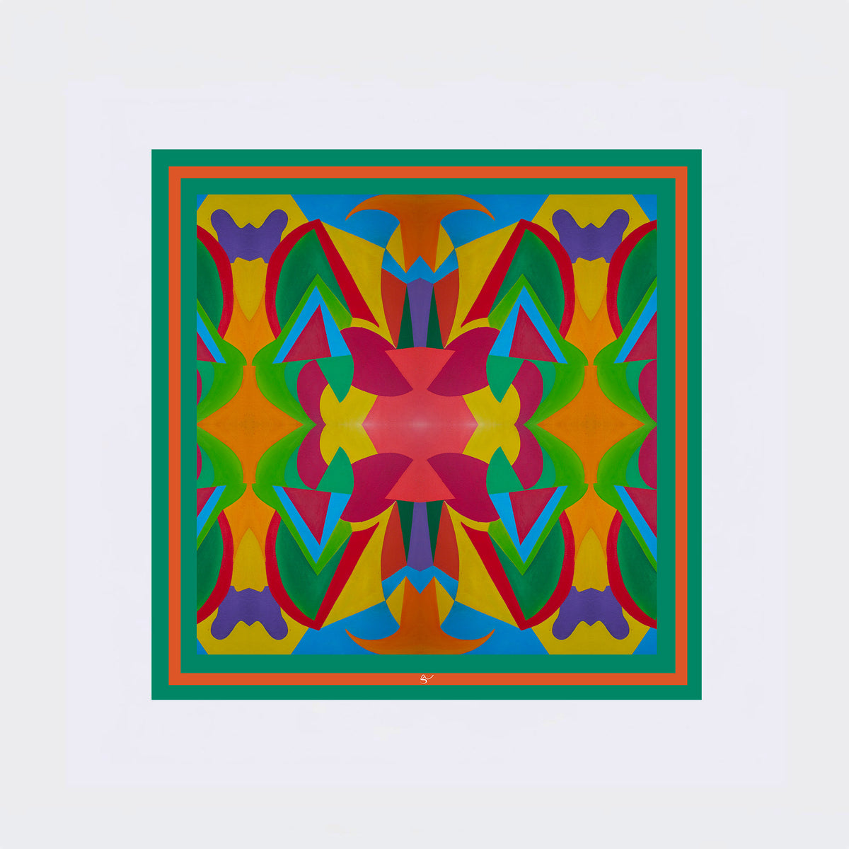 Carré en soie 90 x 90 cm, motif LE SINGE COLORÉ, d'après une toile d'Antoine Gerber