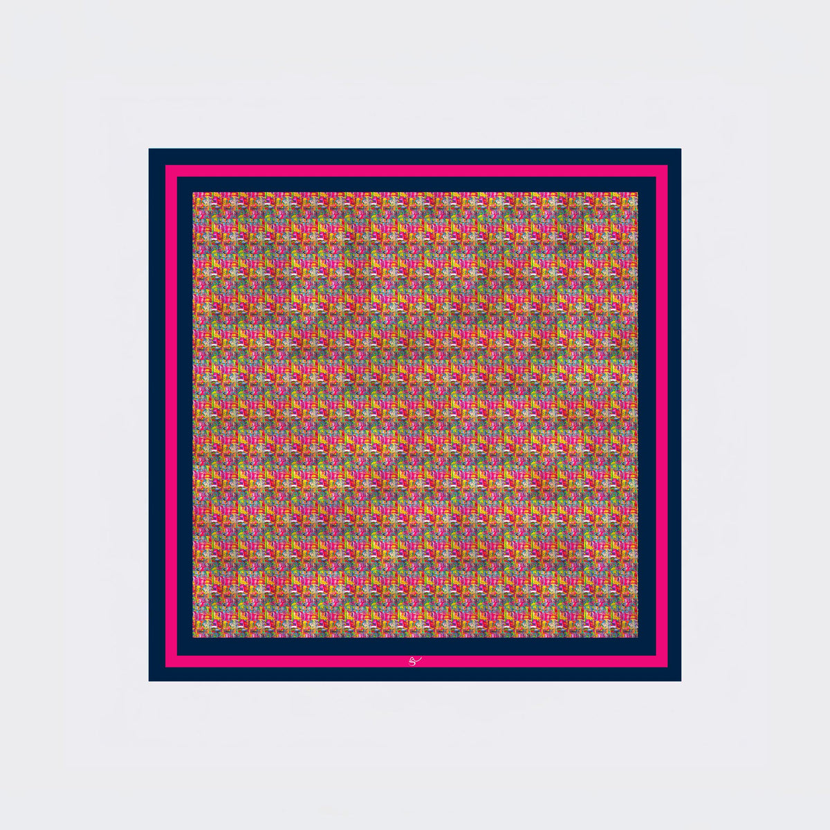 Carré en soie 90 x 90 cm, motif LES FAVELAS, d'après une toile d'Antoine Gerber