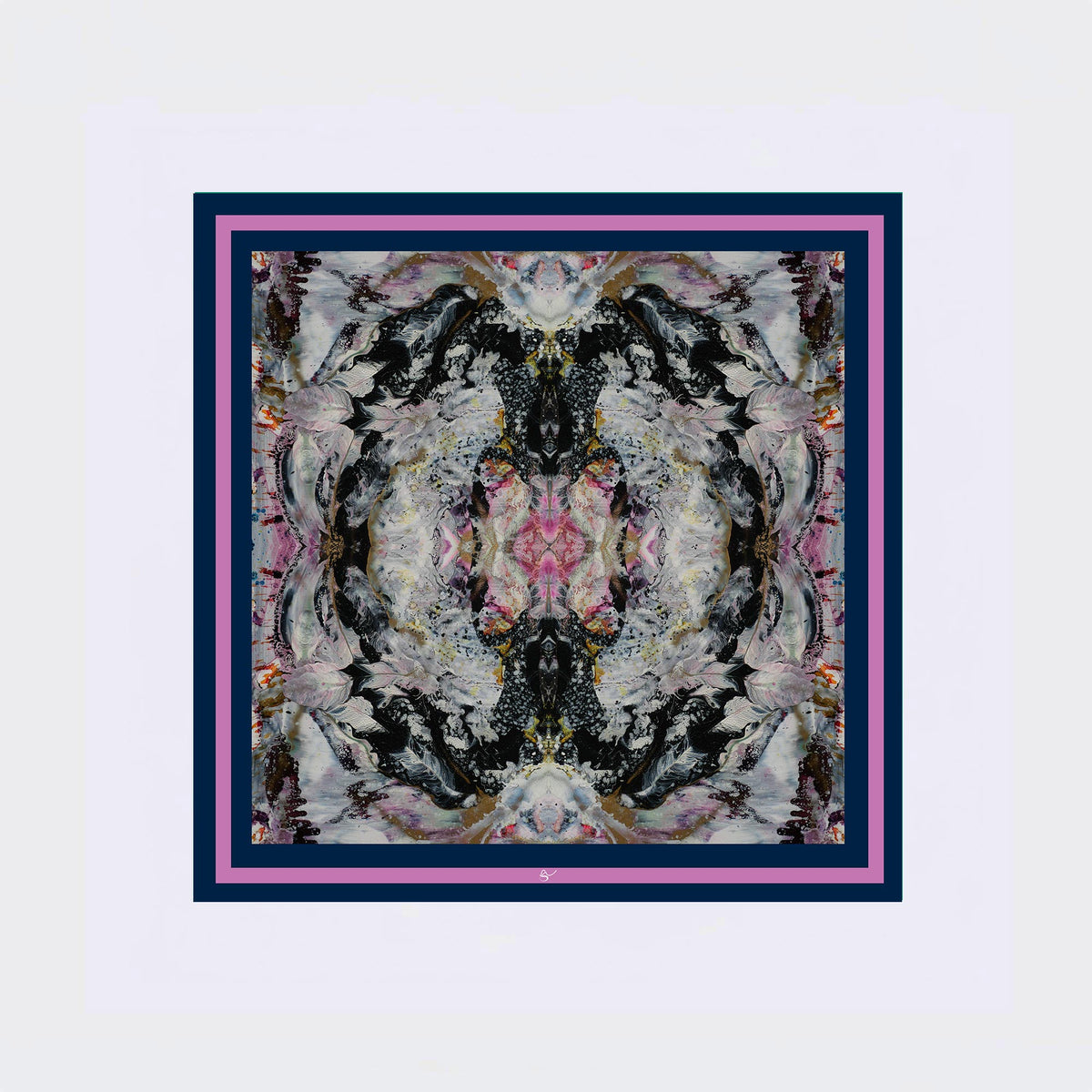 Carré en soie 90 x 90 cm, motif LES PLUMES D'ANGE, d'après une toile d'Antoine Gerber