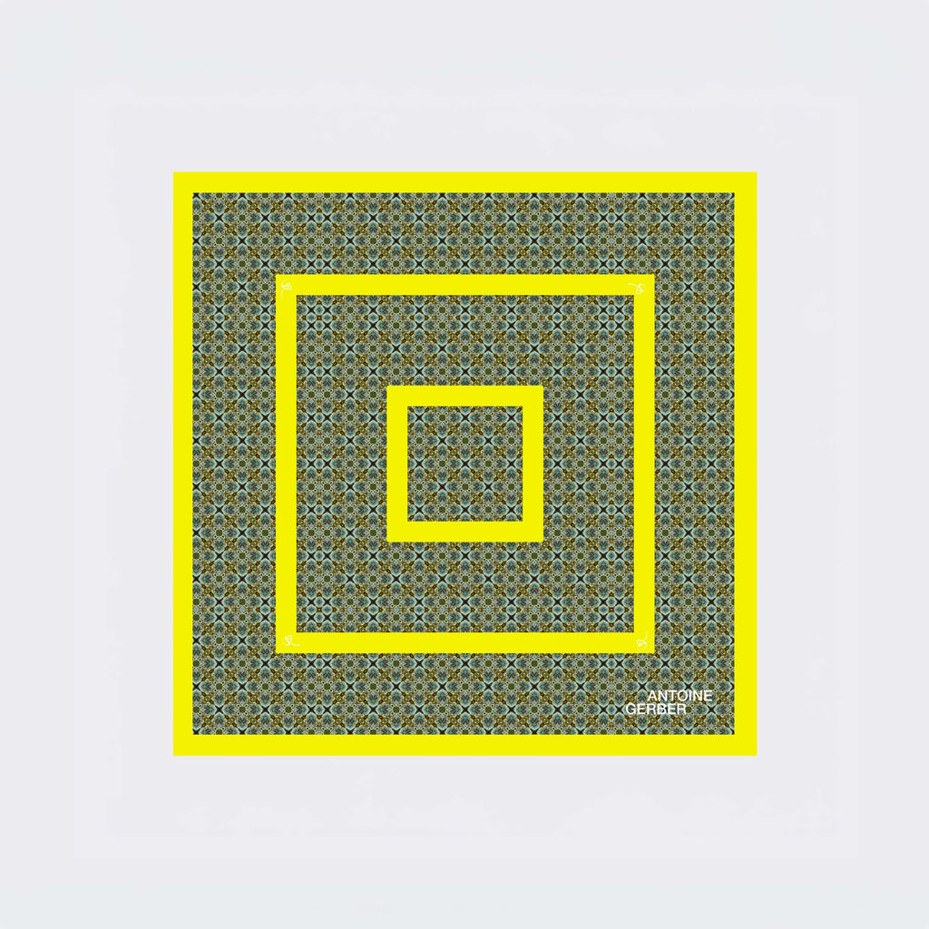 Carré en soie 90 x 90 cm, motif LES 4 SAISONS ÉTÉ, d'après une toile d'Antoine Gerber
