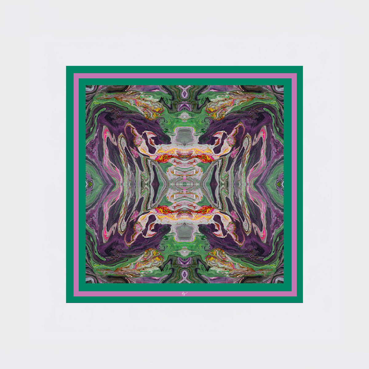 Carré en soie 90 x 90 cm, motif LA PANTHÈRE ROSE, d'après une toile d'Antoine Gerber