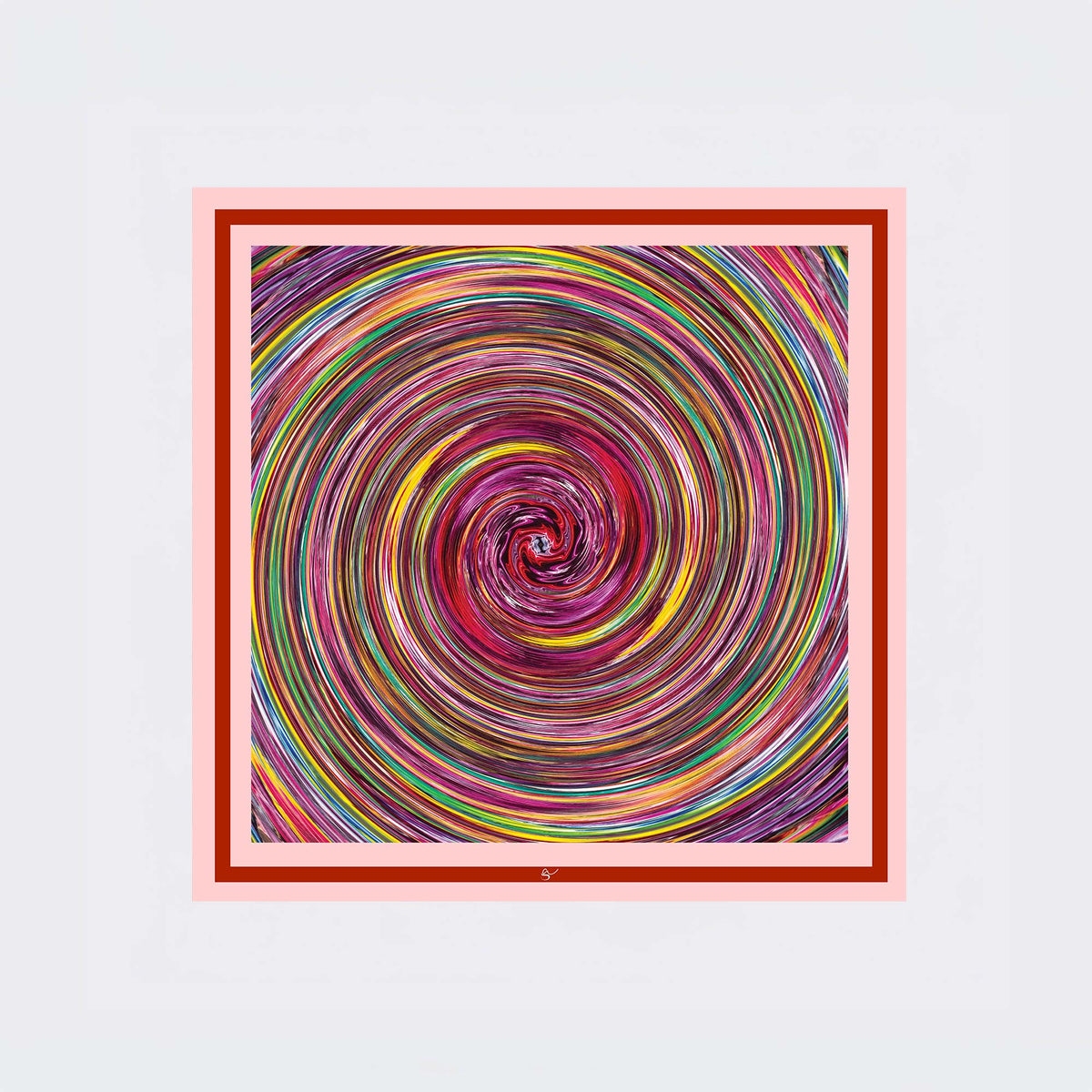 Carré en soie 90 x 90 cm, motif LE JARDIN DE MA MÈRE, d'après une toile d'Antoine Gerber
