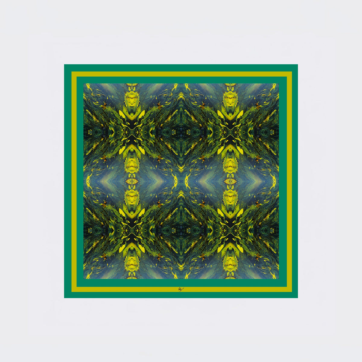 Carré en soie 90 x 90 cm, motif LE POISSON JAUNE, d'après une toile d'Antoine Gerber