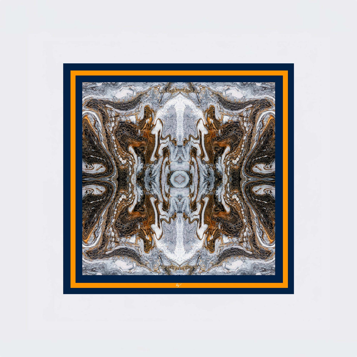 Carré en soie 90 x 90 cm, motif LE SOUFFLE DES ABYSSES, d'après une toile d'Antoine Gerber